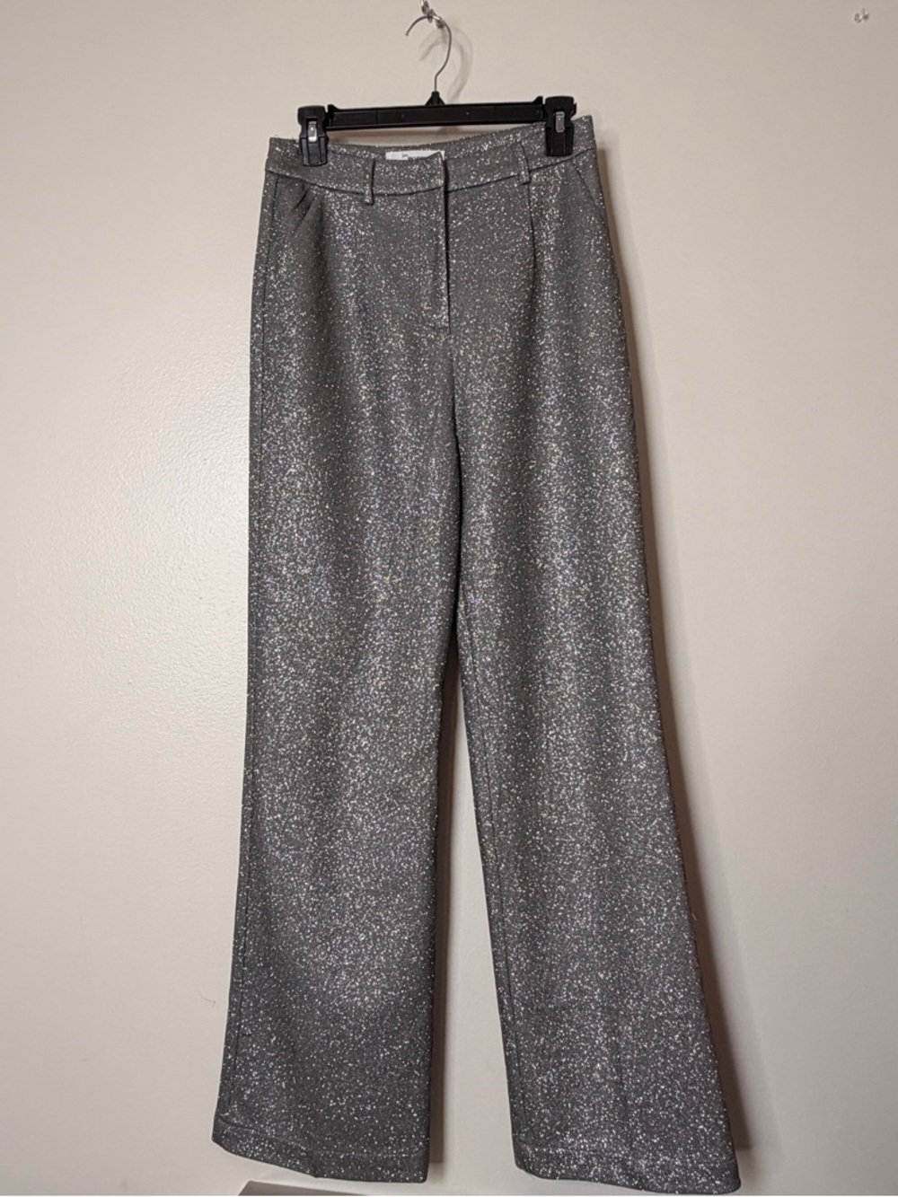 Silver Sparkle Straight Leg Women's Jeans inseam 31 inches